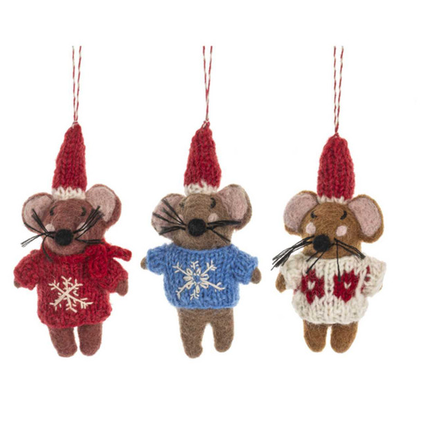 Ganz Wool Holiday Mice Ornament
