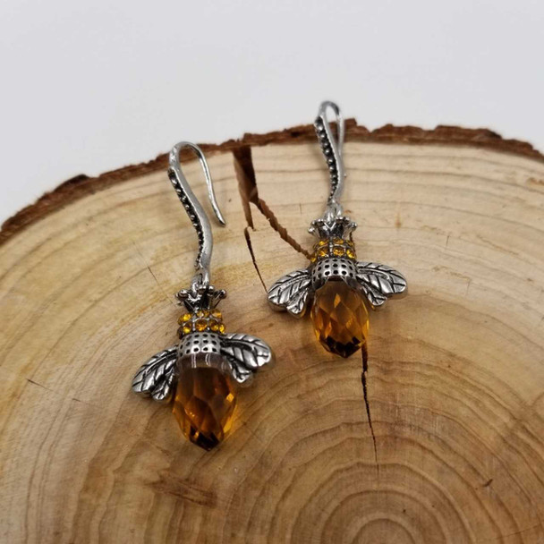 Chakra Jewelry Bee Crystal Earrings