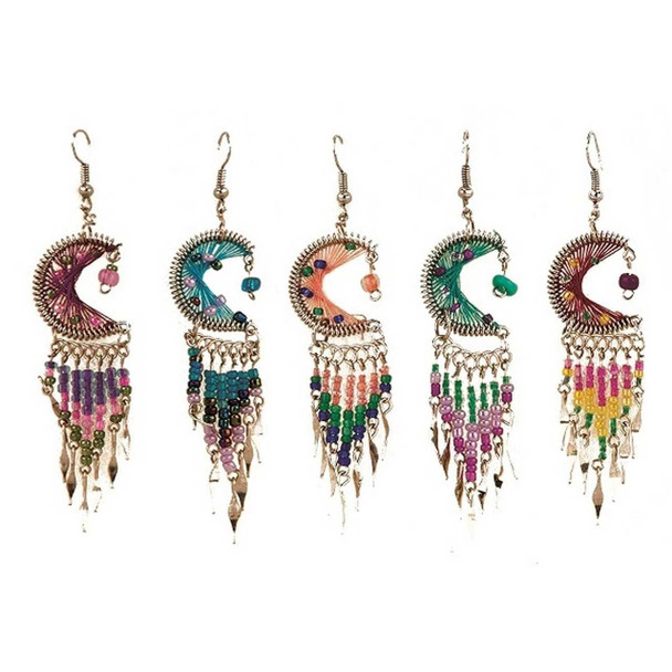 Pichincha Crescent Moon Beaded Dangle Earrings