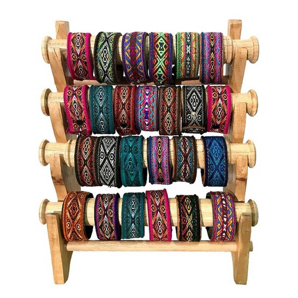 Pichincha Tribal Pattern Leather Snap Bracelet