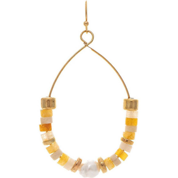 Rain Jewelry Collection Gold Natural Stone Stack Bead Teardrop Earring