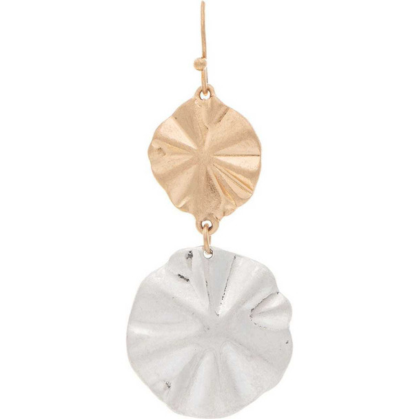 Rain Jewelry Collection Two Tone Textured Wavy Discs Double Earring