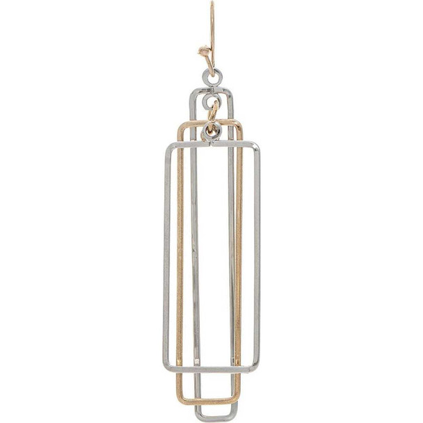 Rain Jewelry Collection Two Tone Triple Rectangle Link Earring