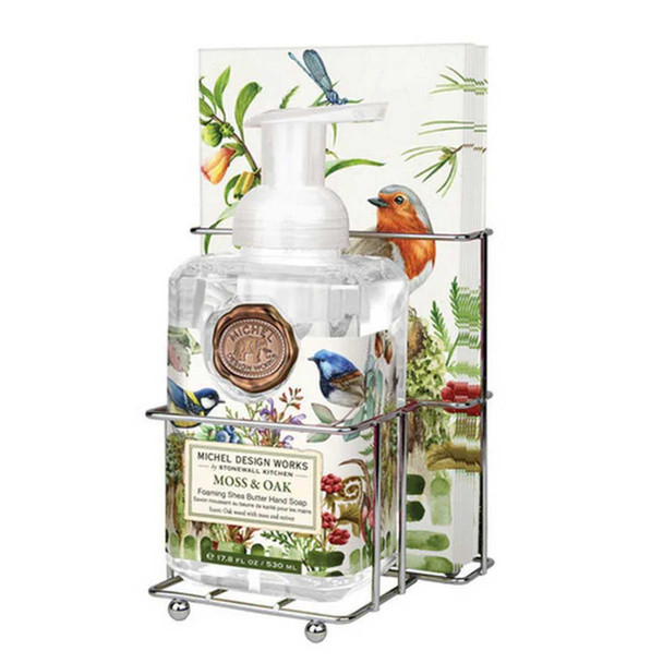 Michel Design Works Moss and Oak Foaming Hand Soap and Napkin Set