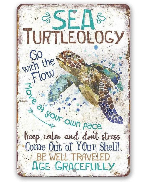  Sea Turtleology Metal Sign