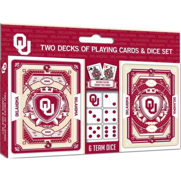 Oklahoma Sooners 2 Pack Playing Cards and Dice Set