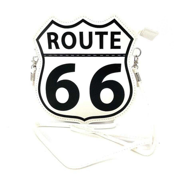  White Route 66 Emblem Crossbody Bag