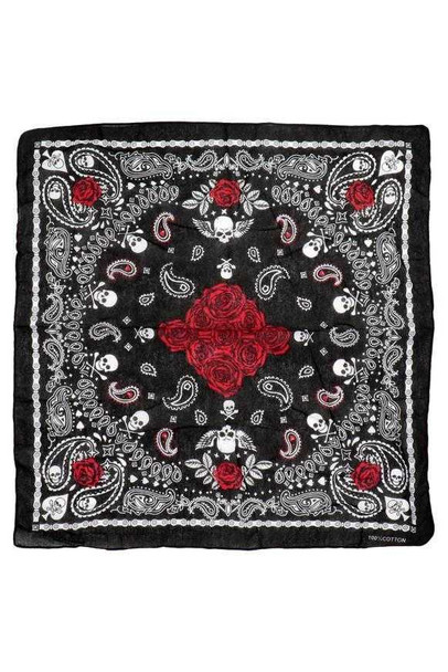  Gothic Skull Paisley Floral Print Bandana