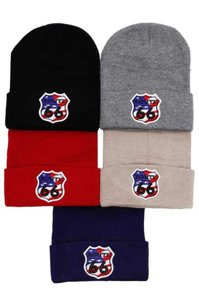  US Route 66 American Flag Beanie
