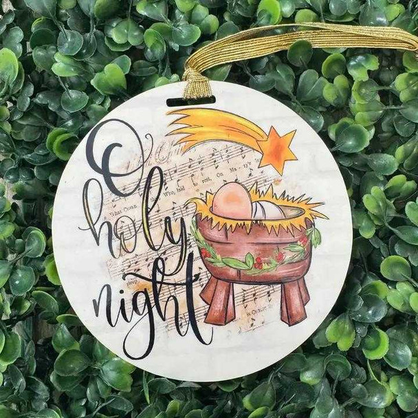  O Holy Night Disc Shaped Christmas Ornament