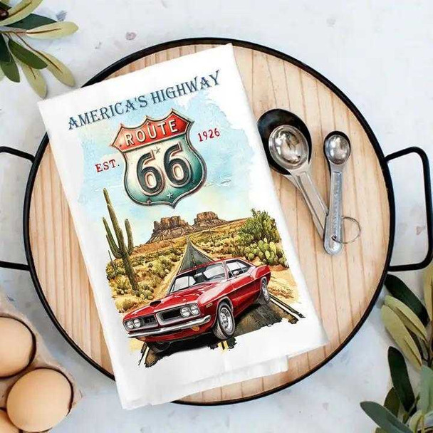 Route 66 America's Highway Tea Towel