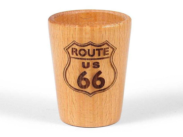 Route 66 Wood Shot Glass With Laser Design