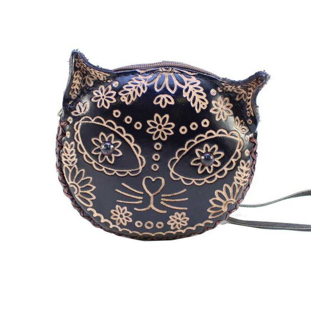 Sugar Cat Leather Wristlet Coin Purse