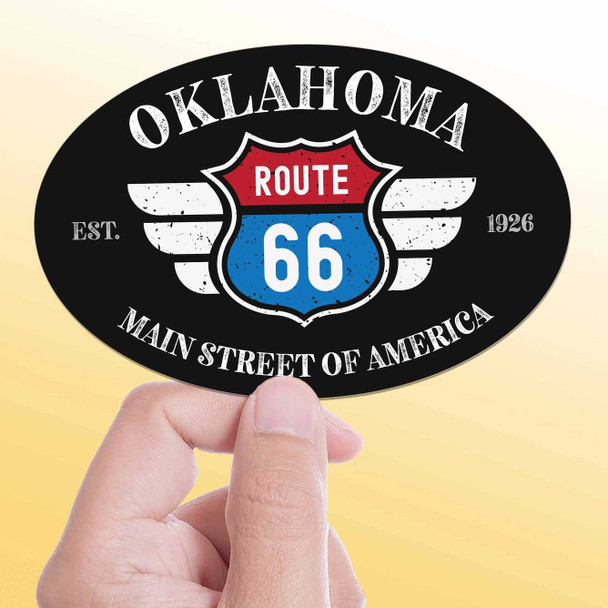 Oklahoma Route 66 Black Oval Sticker