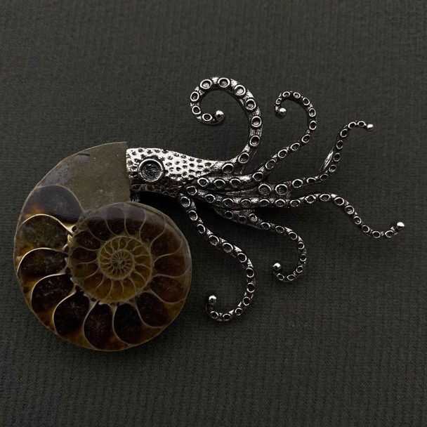 Stone Spotted Nautilus Brooch