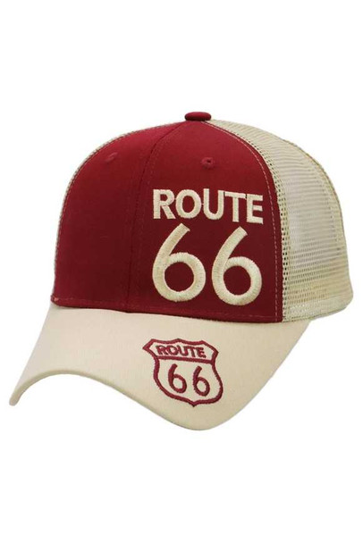  Burgundy Route 66 Structured Trucker Hat