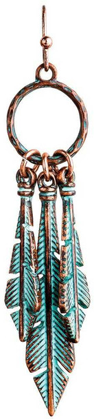  Patina Triple Feather Earrings