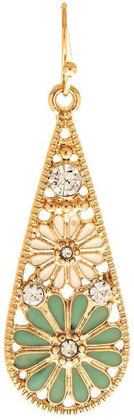 Gold Flower Teardrop Earring