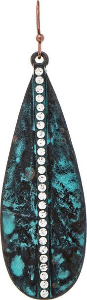  Patina Crystal Center Line Teardrop Earring