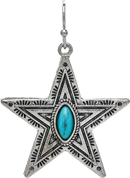 Silver Oxidized Southwestern Lone Star Earring