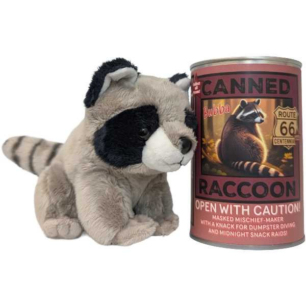  Canned Raccoon Plush Route 66 Centennial Edition