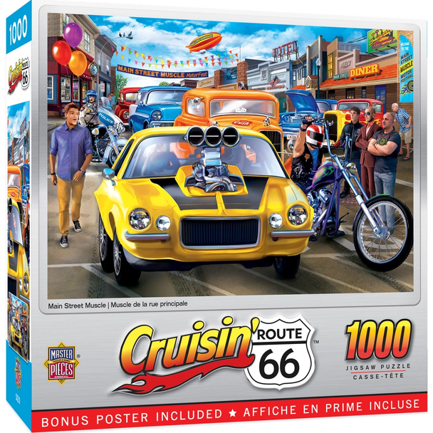 Cruisin Route 66 - Main Street Muscle 1000 Piece Puzzle
