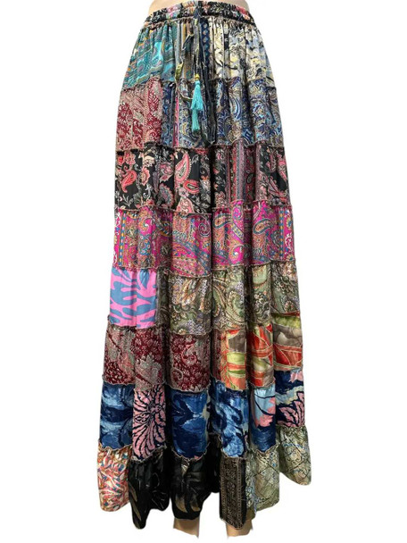  Silk Kasturi Tier Ombre Skirt