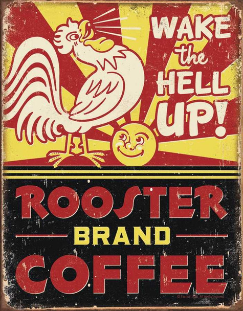  Rooster Brand Coffee Tin Sign