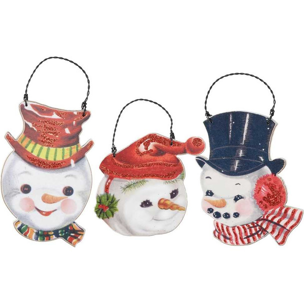  Vintage Snowmen Ornament Set of 3