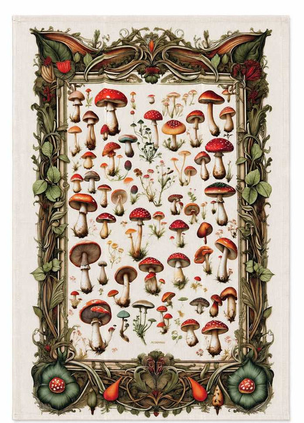  Mushroom Collage Flour Sack Tea Towel