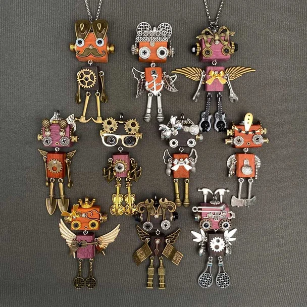  Handmade Punk Robot Necklace