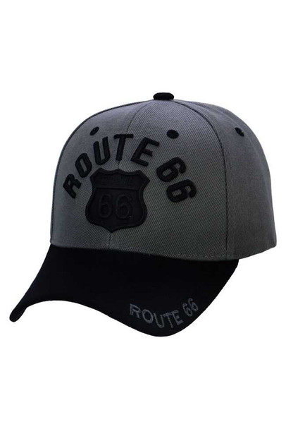  Route 66 Black and Grey Shield Arc Logo Cap