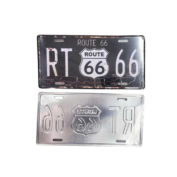  Black Route 66 License Plate Sign with Map