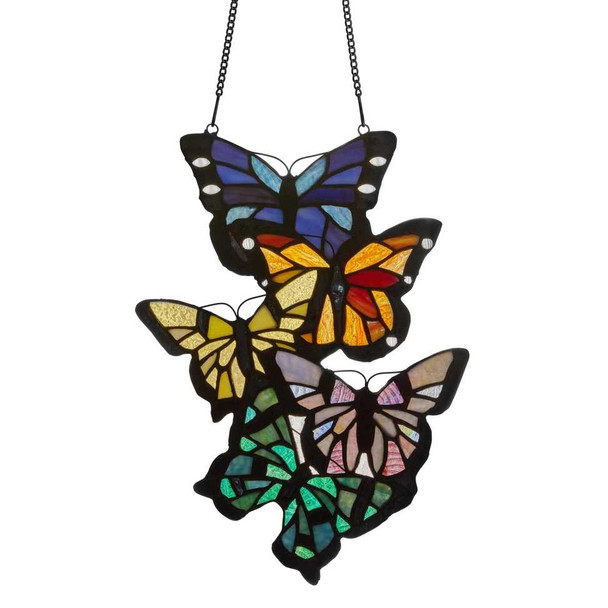 Butterfly Cluster Stained Glass Window Panel