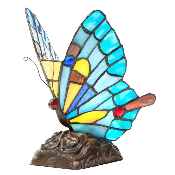 Kiara Blue Butterfly Stained Glass Novelty Lamp