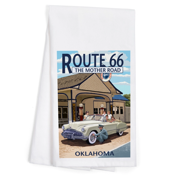 Oklahoma Route 66 Service Station Tea Towel
