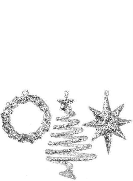 Sullivan's Silver Glitter Tree Wreath or Star Ornament