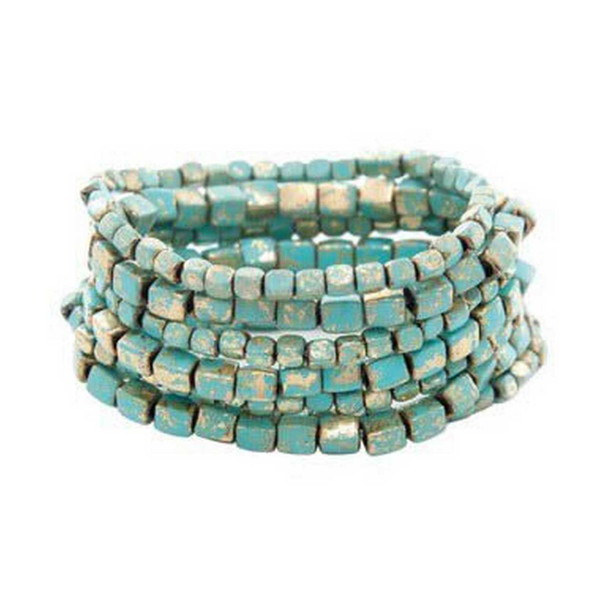 Rain Jewelry Collection Patina Square Bead Bracelet Set