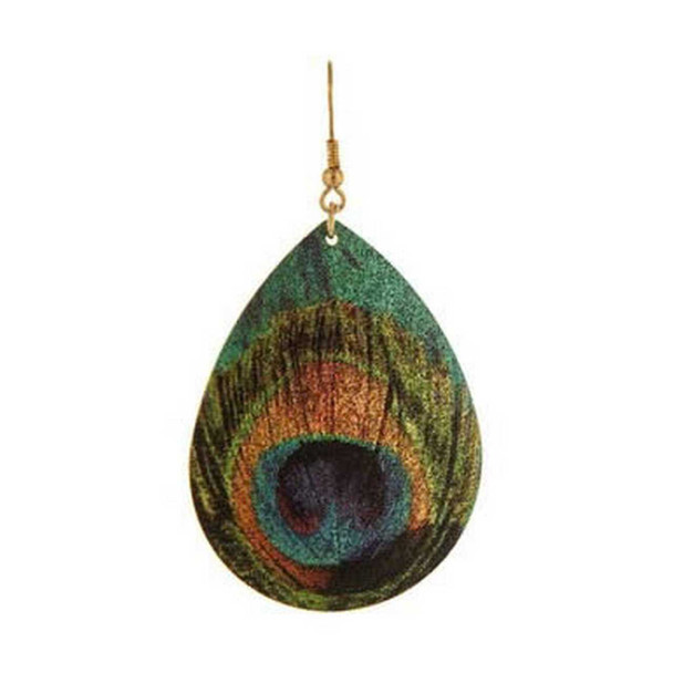 Rain Jewelry Collection Peacock Printed Feather Earrings