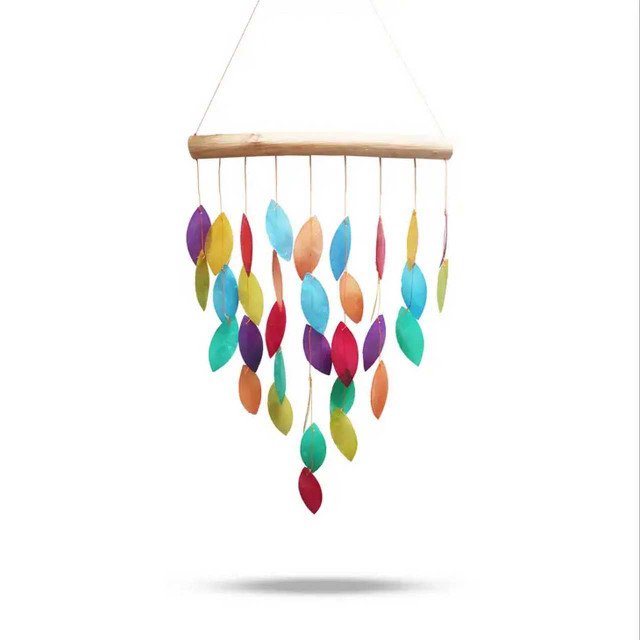 SPI Home Ahornblatt Windspiel - Messing, Verstellbare Hängelänge, Für Garten & Balkon