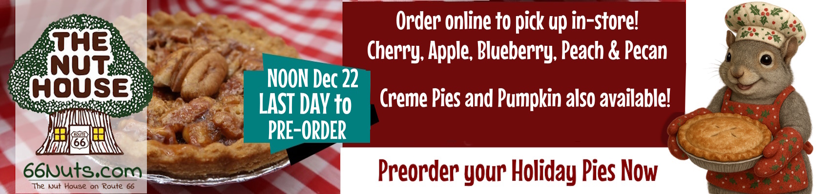 Pies need to be ordered by NOON Dec 22nd for pickup before Christmas!!