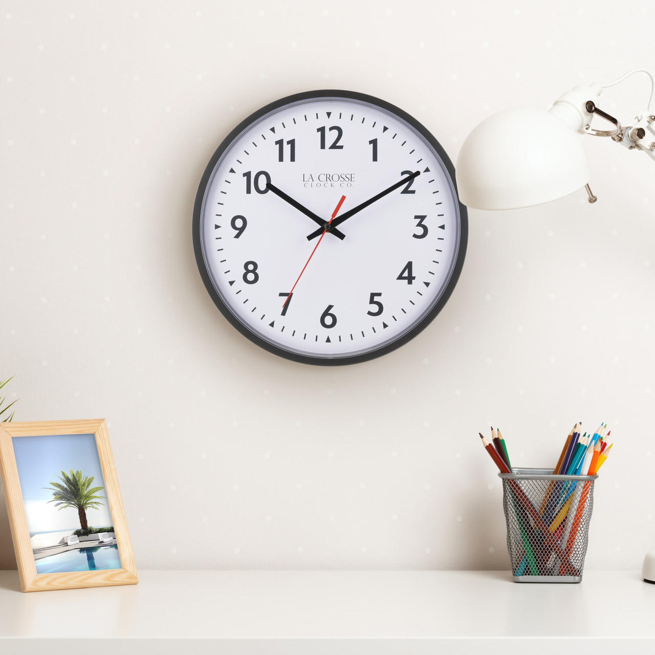 Buy La Crosse Quartz Analog Wall Clock, Plastic Lens, Black, 14