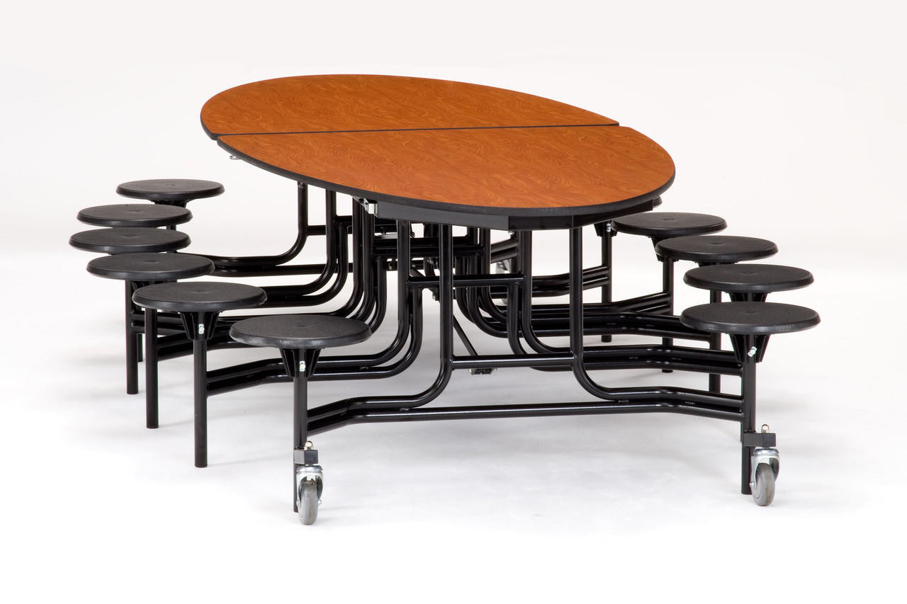 Buy NPS Mobile Cafeteria Table w/ Stools, 10' Elliptical, MDF Core