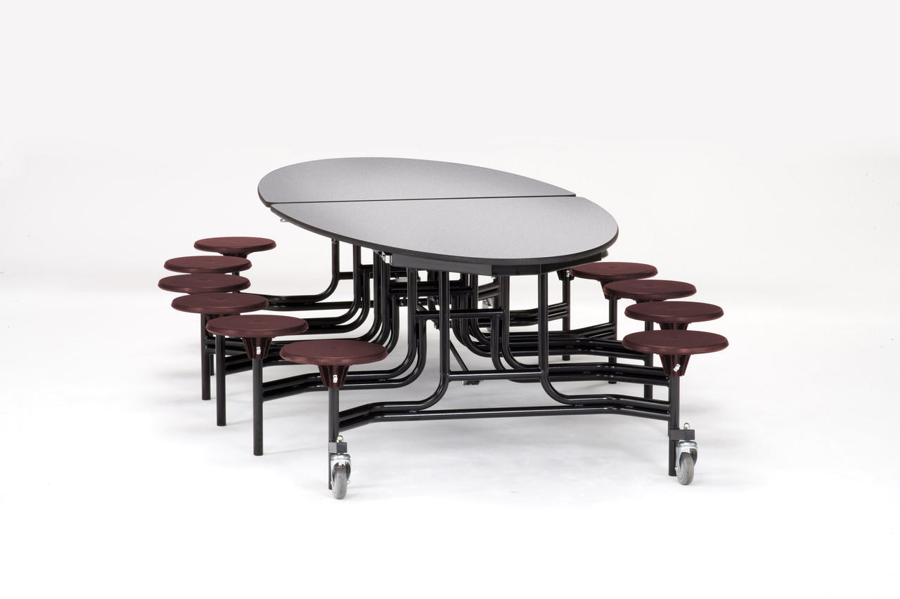 Buy NPS Mobile Cafeteria Table w/ Stools, 10' Elliptical, MDF Core