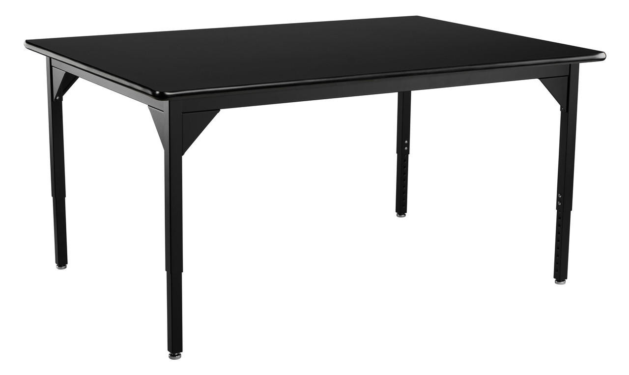 National Public Seating Heavy Duty 24 in. x 60 in. Black Frame Adjustable Height Table with Casters in Black Top