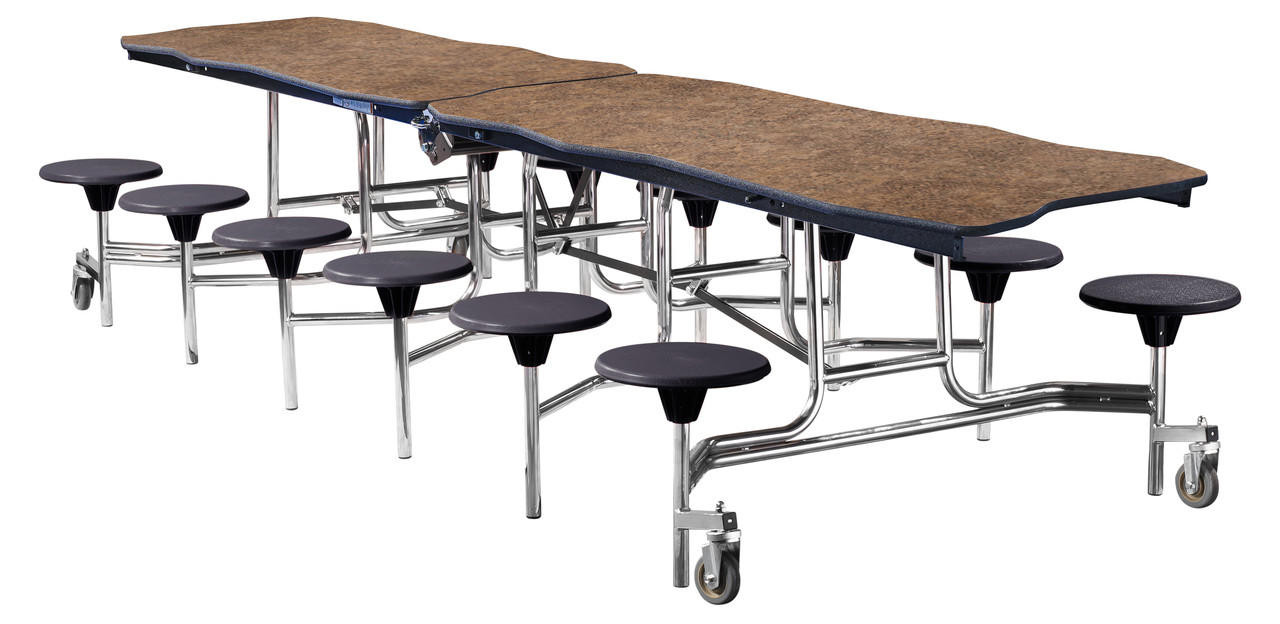 Buy NPS Mobile Cafeteria Table w/ Stools, 12' Bedrock, MDF Core