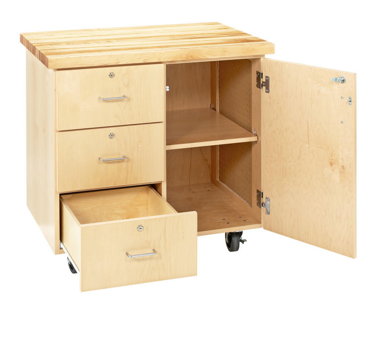 https://cdn11.bigcommerce.com/s-36yz7qwnyo/images/stencil/1280x1280/products/22715/70535/diversified-woodcrafts-mobile-storage-cabinet-3-drawers1-door-1-34-maple-top__85527.1683123860.jpg?c=1