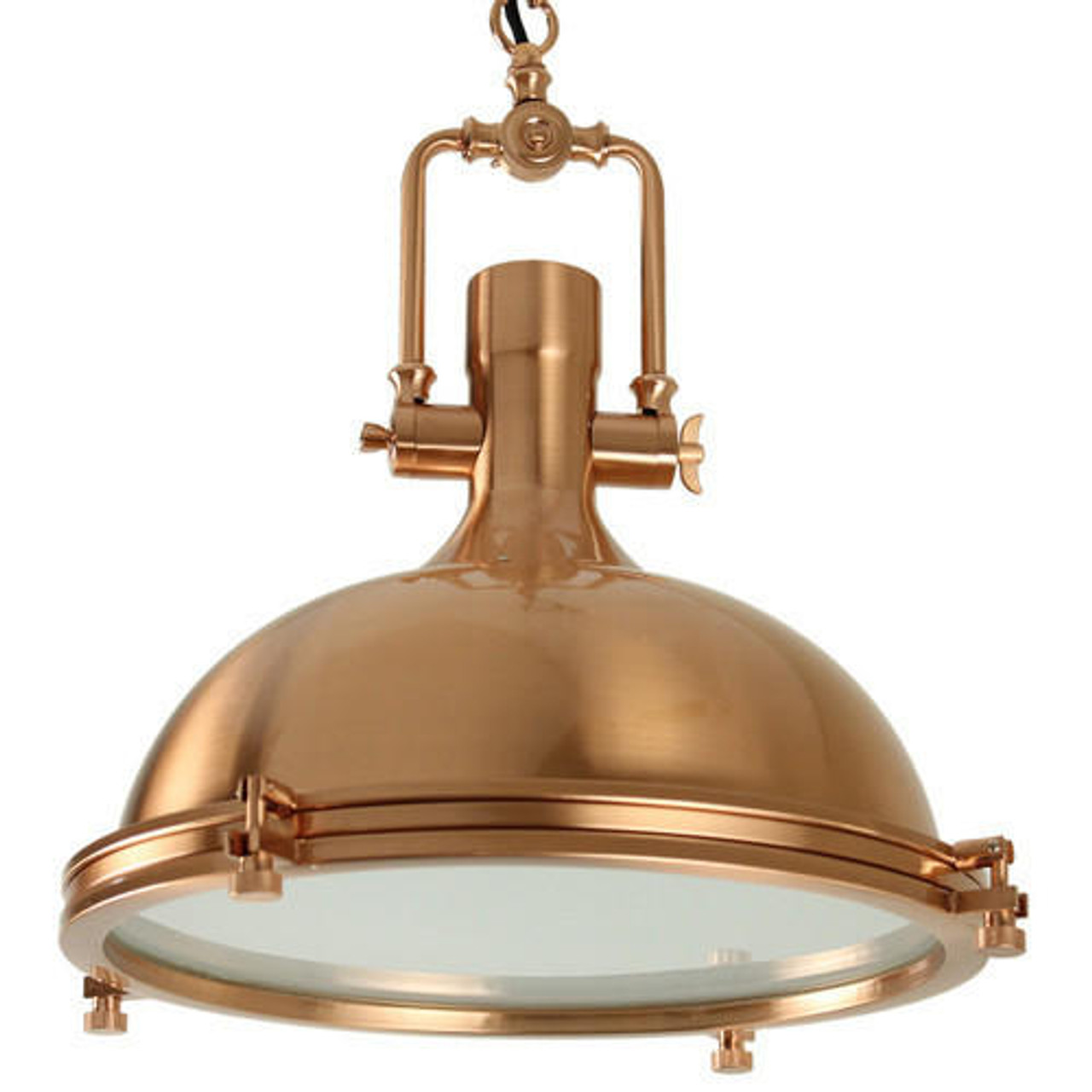 Large Industrial Nautical Hanging Pendant Ceiling Light Fixture - Copper