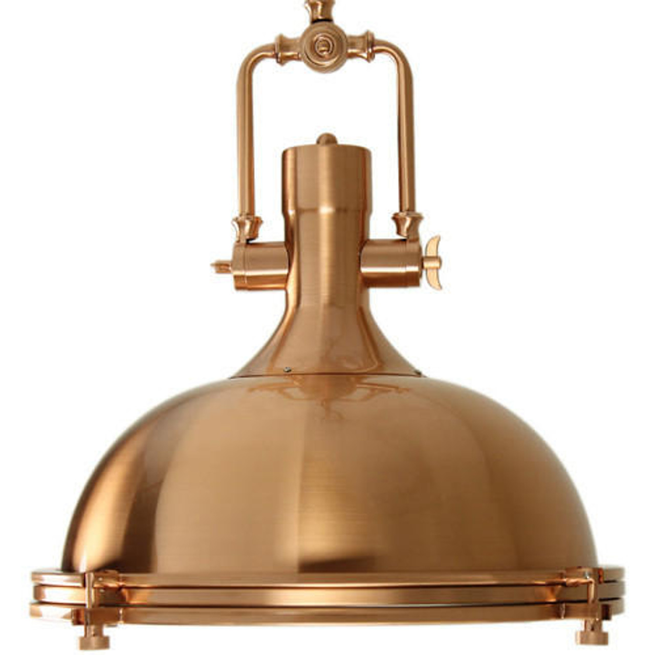 Large Industrial Nautical Hanging Pendant Ceiling Light Fixture - Copper