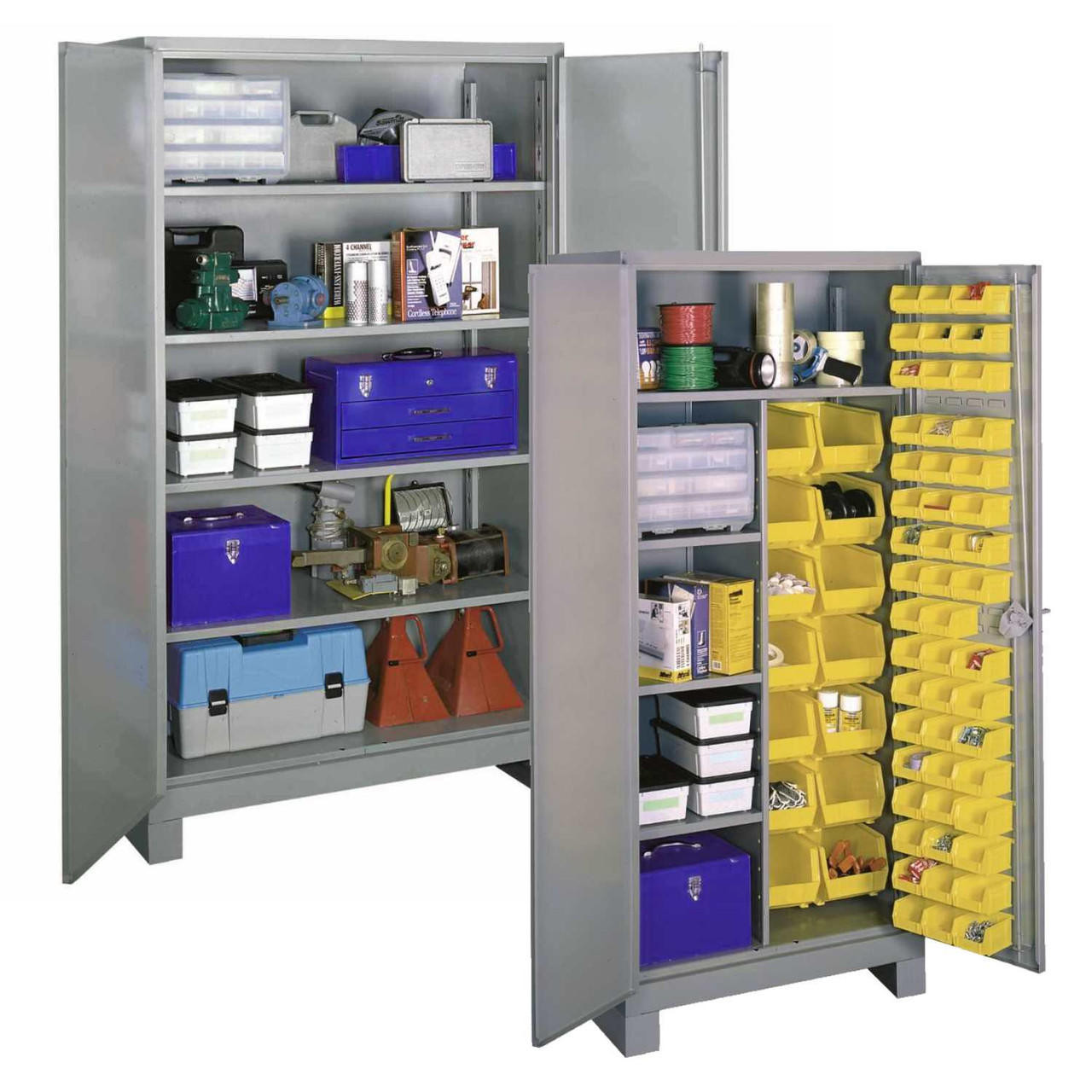 All-Welded 36w x 21d x 82h Steel Industrial Bin Storage Cabinet with 102  Bins
